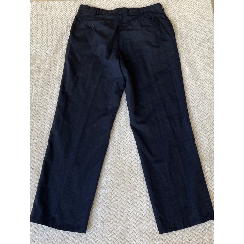 Towncraft Mens Navy Blue Pinstripe Pleated Suit Pants 34x30 Wool Blend Trousers - Picture 4 of 4